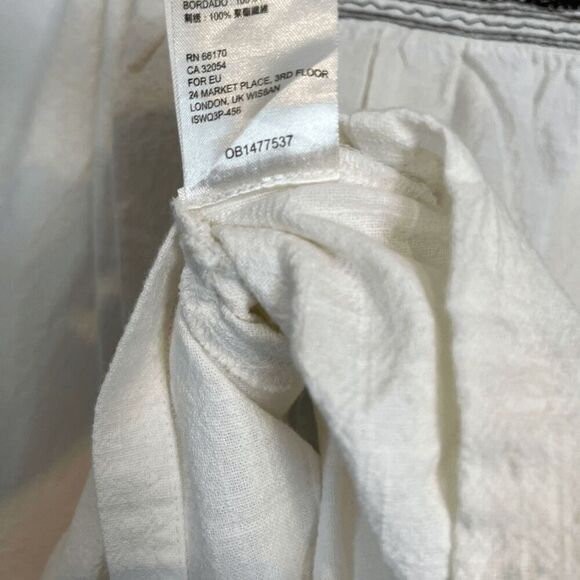 Free People Ivory Black Bean Combo Iggie Embroidered Top Women's Size Medium - Picture 7 of 7